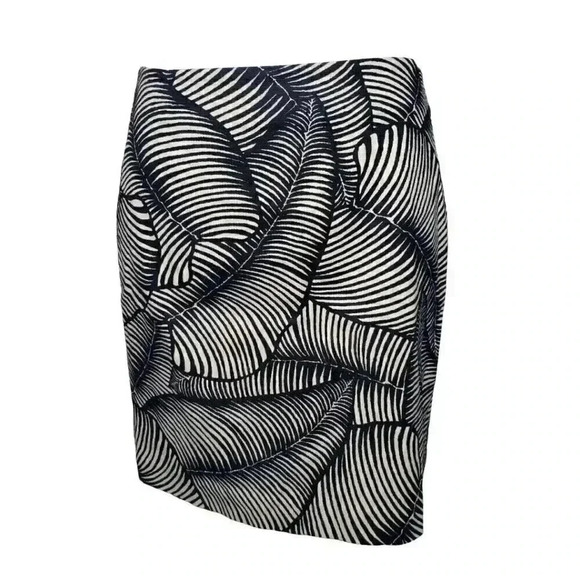 Ann Taylor Women's Navy & Cream Cotton/Spandex Palm Leaf Print Lined Mini Pencil - Picture 2 of 11